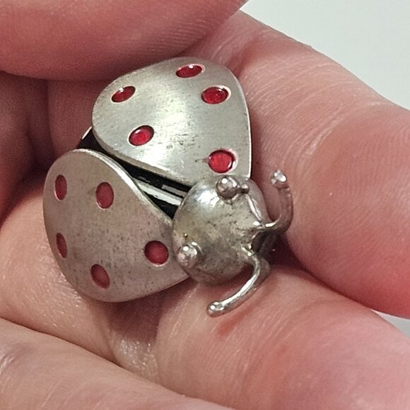 ***Last Chance!! Final Sale*** Beau Sterling Silver Vintage Lady Bug Brooch - Picture 2 of 10